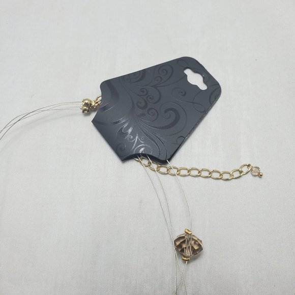 champagne gold with silver chain 3 row illusion necklace - Picture 5 of 5